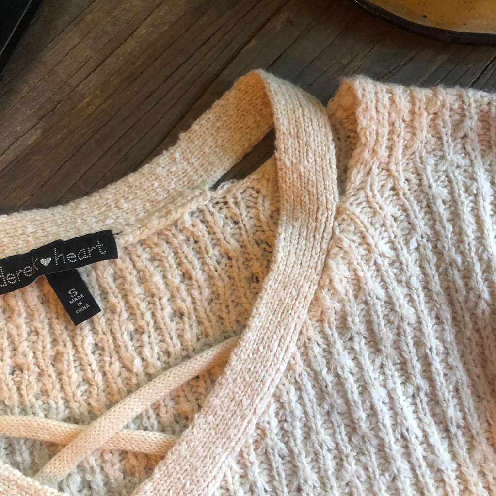 Cold Shoulder Cream Derek Heart Sweater
